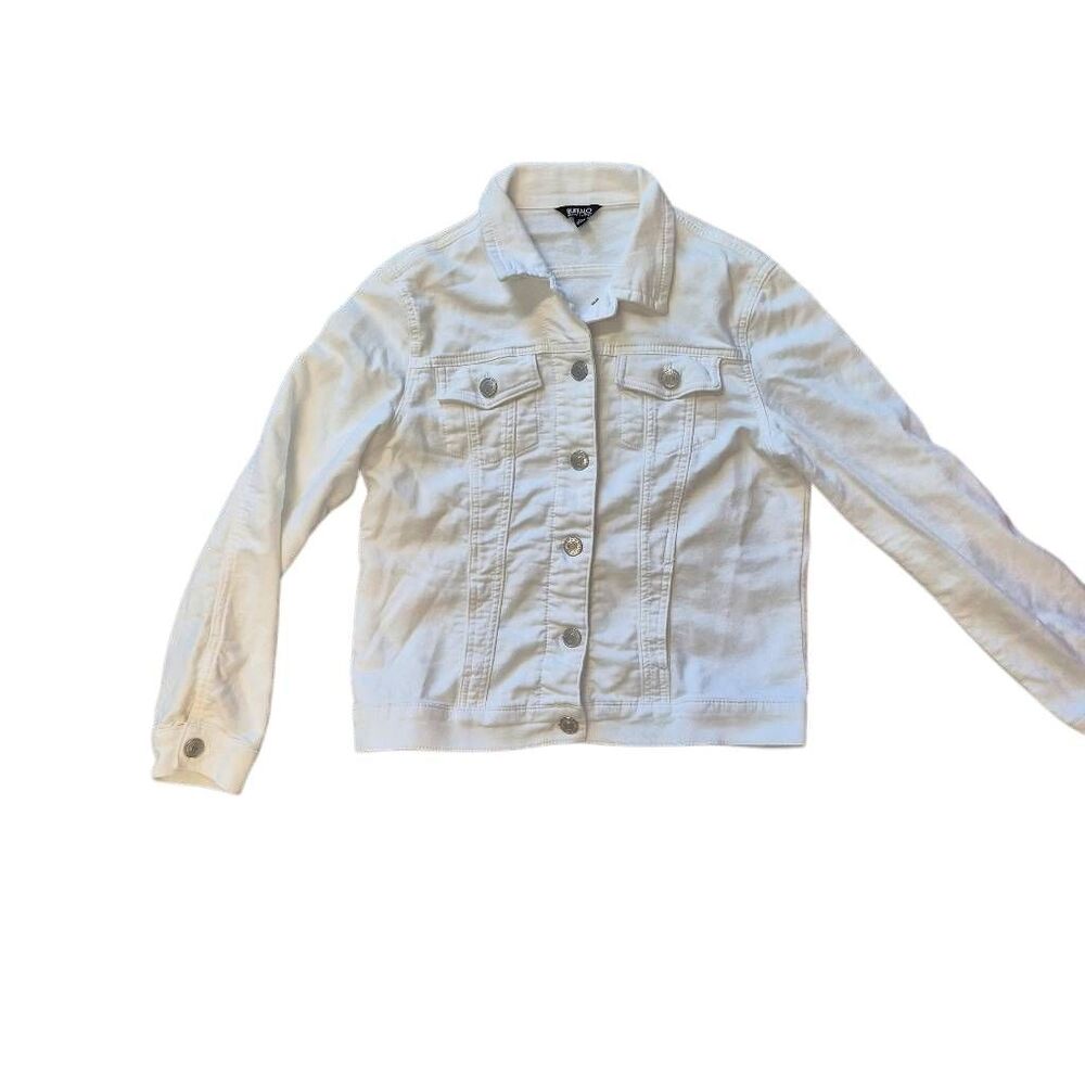 Buffalo White Denim Jean Jacket Women's Size Small Classic Stretch Trucker - Picture 10 of 12